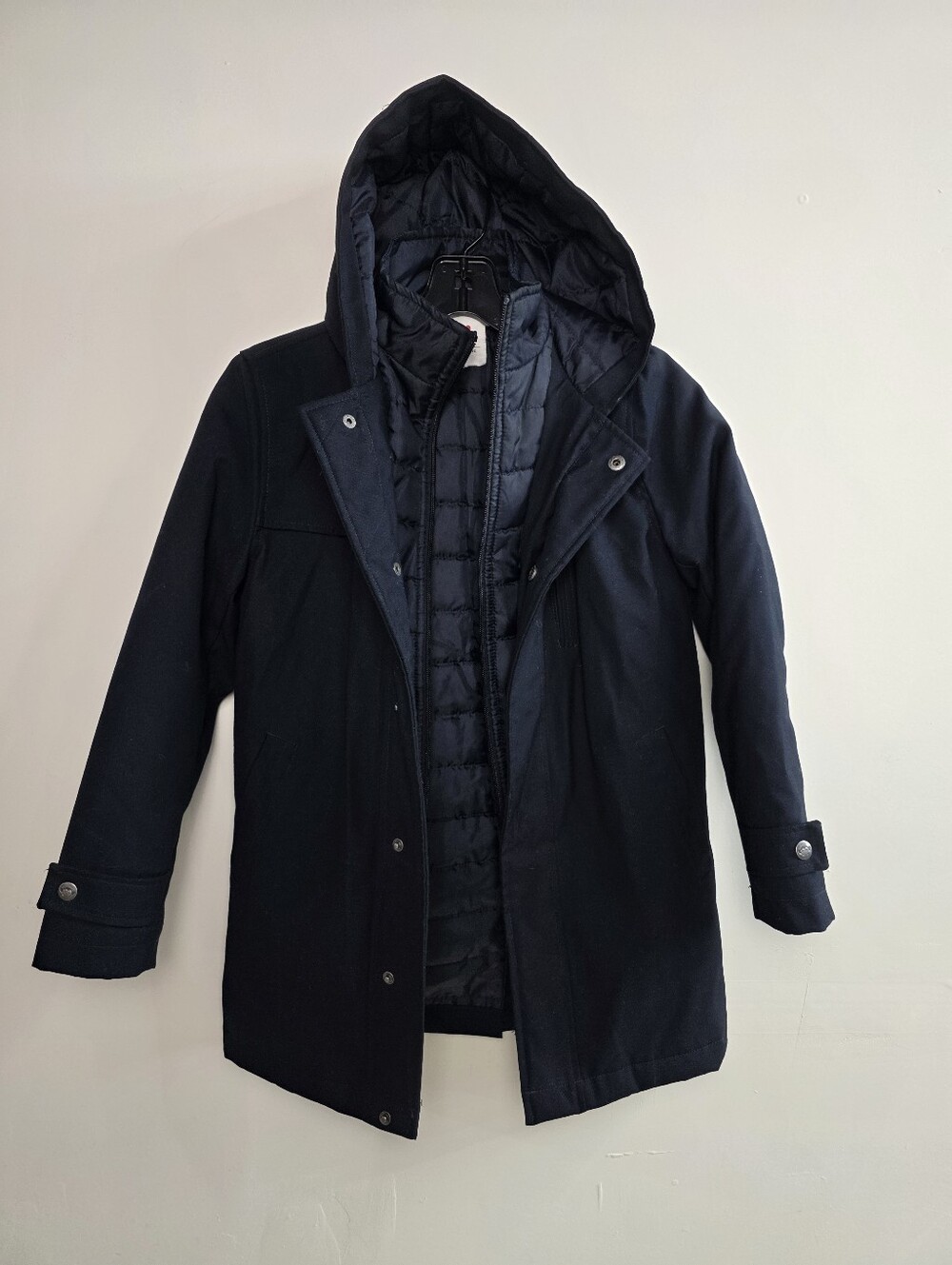 Appaman Boys Navy Hooded Puffer-Quilt Parka, Size 10